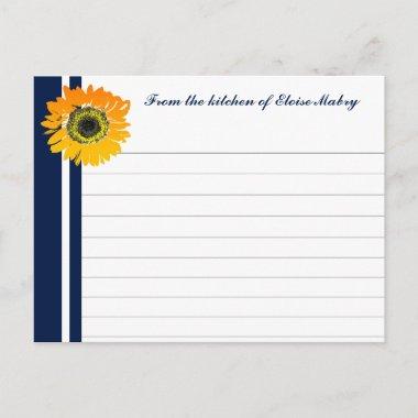 Nautical Blue Sunflower Personalized Recipe Invitations