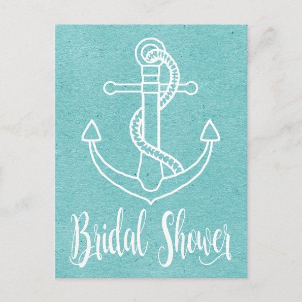 Nautical Blue White Bridal Shower Ship Anchor Invitation PostInvitations
