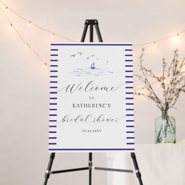 Nautical Boat Ocean Stripes Bridal Shower Welcome Foam Board