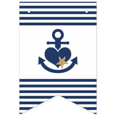 Nautical Bridal Shower Banner Navy & Gold