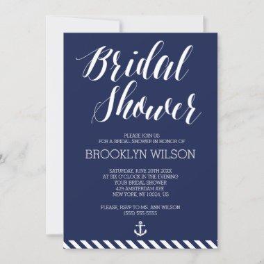 Nautical Bridal Shower Invitations With Stripes