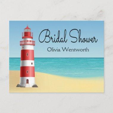 Nautical Bridal Shower Lighthouse Beach Summer Invitation PostInvitations
