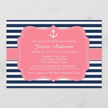 Nautical Bridal Shower or Baby Shower Invitations
