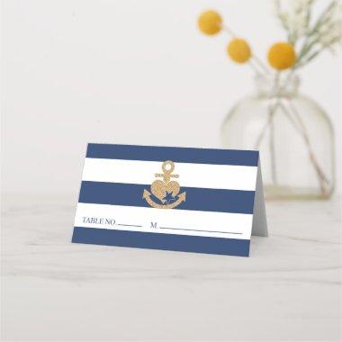 Nautical Bridal Shower Place Invitations Navy & Gold