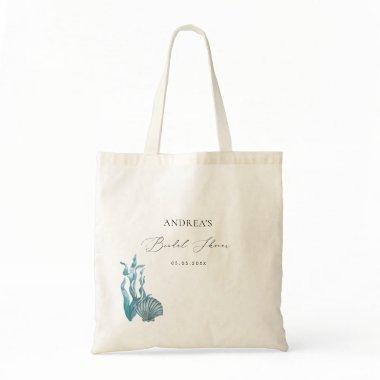 Nautical Coastal Blue Seashell  Favor Tote Bag