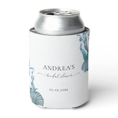 Nautical Coastal Blue Shell  Favor Can Cooler