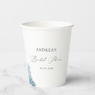 Nautical Coastal Blue Shell Summer  Paper Cups