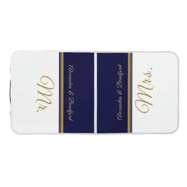 Nautical Couple Mr Mrs Wedding navy gold bird Be Beer Pong Table