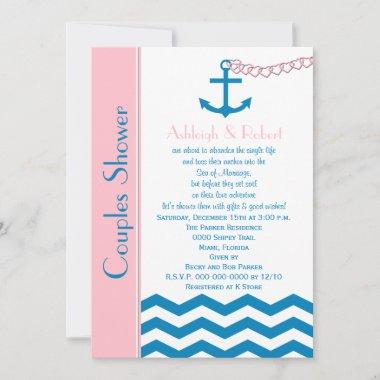 Nautical Couples Coed Wedding Shower Invitations
