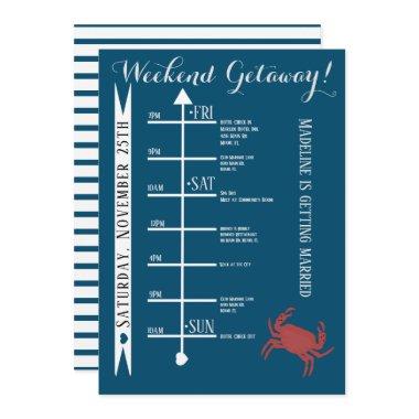 Nautical Crab Bachelorette Weekend Getaway Invitations