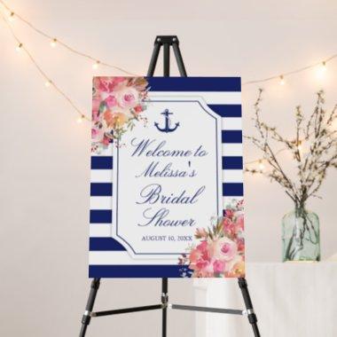 Nautical Floral Anchor Blue Stripe Bridal Shower Foam Board