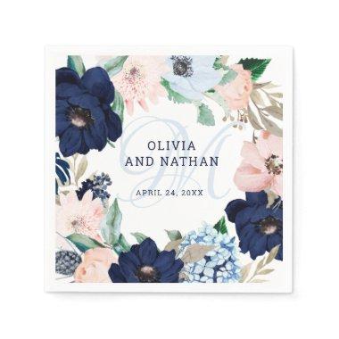 Nautical Floral | Monogram Wedding Napkins