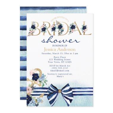 Nautical Floral Royal Blue and Gold