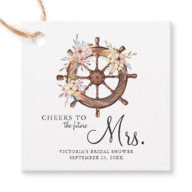 Nautical Floral Ship's Wheel | Bridal Shower Favor Tags
