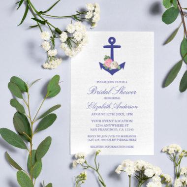 Nautical Floral Summer Bridal Shower Invitations
