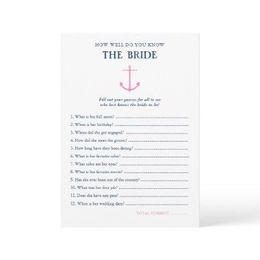 Nautical How Well Know Bride Bridal Shower Game Invitations