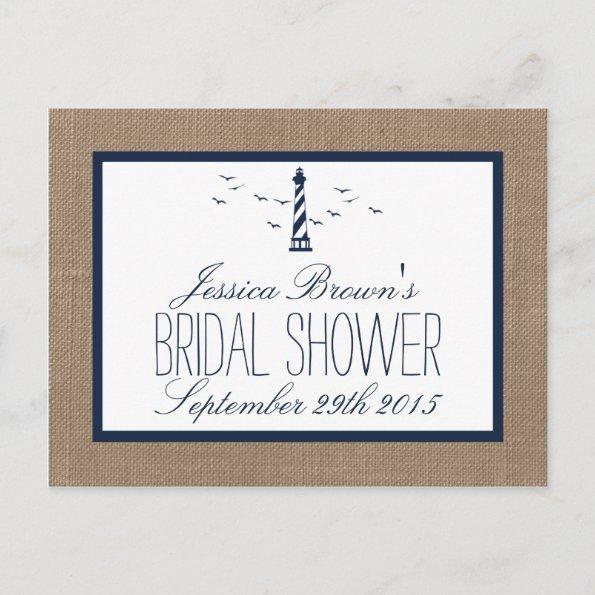 Nautical Lighthouse Bridal Shower Recipe Invitations