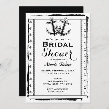 Nautical Love Anchors Bridal Shower Invitations
