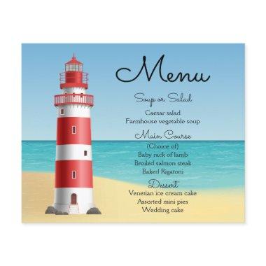 Nautical Menu Lighthouse Beach Wedding Ocean Blue