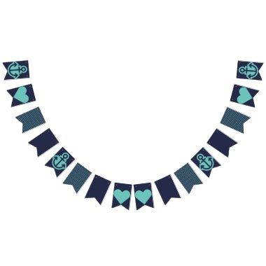 Nautical Navy and Teal Bunting Bunting Flags