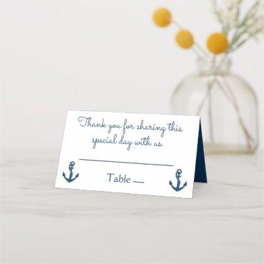 Nautical Navy Blue Anchor Wedding Bridal Shower Place Invitations