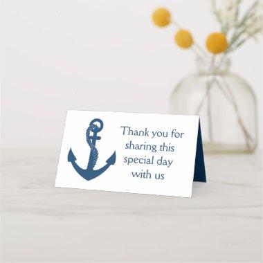 Nautical Navy Blue Anchor Wedding Thank You Place Invitations