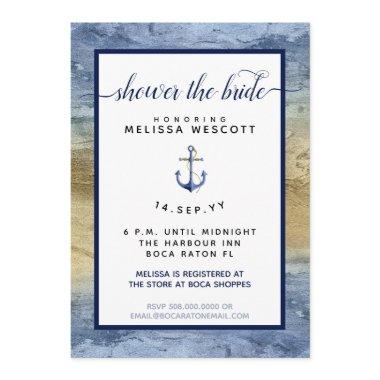 Nautical Navy Blue & Gold Watercolor