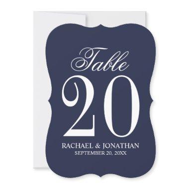 Nautical Navy Blue Wedding Table Number Card