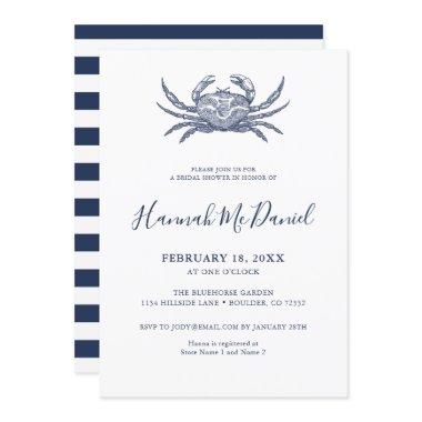 Nautical Navy Crab  Invitation