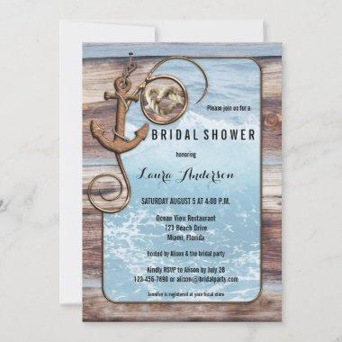 Nautical Ocean Anchor Bridal Shower Invitations