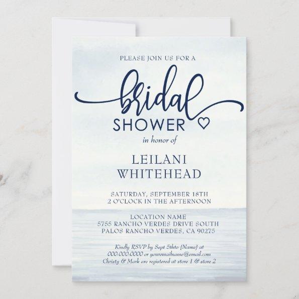 Nautical Ocean Watercolor Bridal Shower Invitations