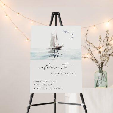 Nautical Sailing Yacht Bridal Shower Welcome Foam Board