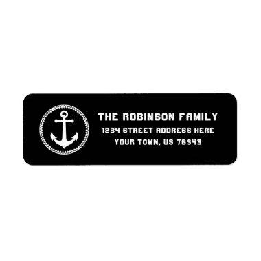 Nautical Sea Anchor White Diamond Circle Address Label