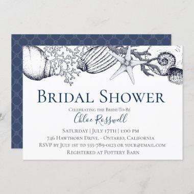 Nautical Seashell Bridal Shower Invitations