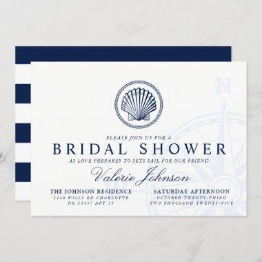 Nautical Seashell Themed Bridal Shower Invitations
