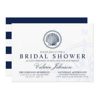 Nautical Seashell Themed Bridal Shower Invitations