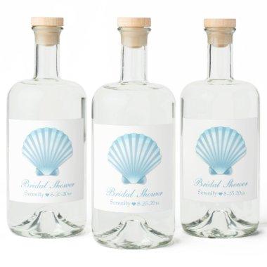 Nautical Shells Blue Turquoise  Liquor Bottle Label