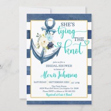 Nautical She's Tying the Knot Bridal Shower (T/S) Invitations