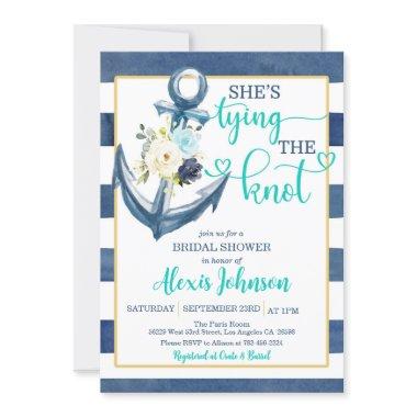 Nautical She's Tying the Knot Bridal Shower (T/S) Invitations