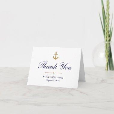 Nautical Stylish Clean White Thank You Note Invitations