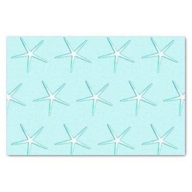 Nautical Teal Blue White Starfish Patterns Cute Tissue Paper