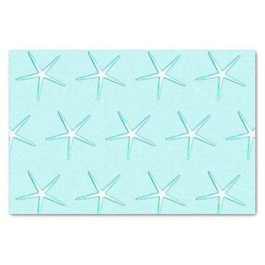 Nautical Teal Blue White Starfish Patterns Cute Tissue Paper