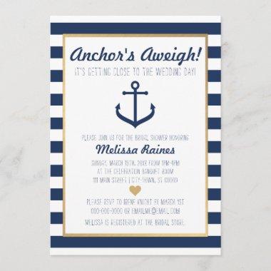 Nautical themed Bridal Shower Invitations - Anchor