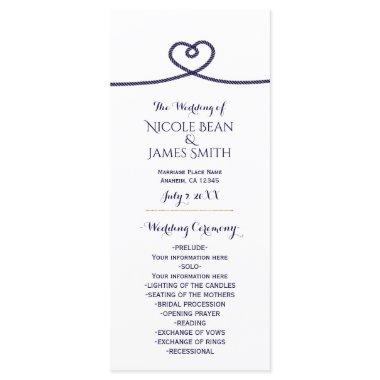 Nautical Tying the Knot Heart Wedding Program