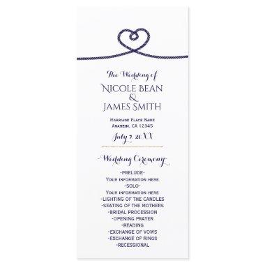 Nautical Tying the Knot Heart Wedding Program