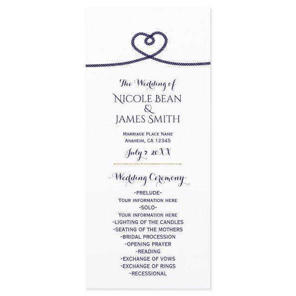 Nautical Tying the Knot Heart Wedding Program