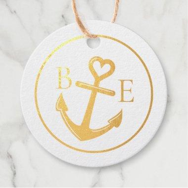 Nautical Wedding Anchor Heart Foil Favor Tags
