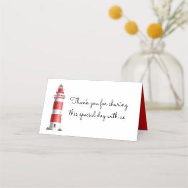 Nautical Wedding Lighthouse Beach Summer Red Place Invitations