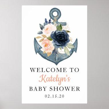 Nautical Welcome Sign with Floral Anchor