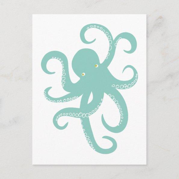 Nautical Wild Animal Octopus Coastal Illustration PostInvitations
